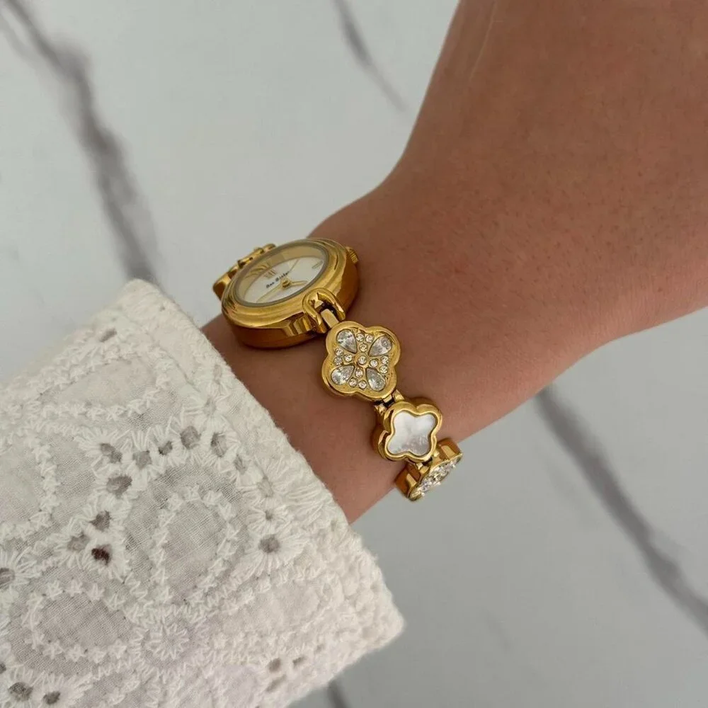 SKU0154 Casual Gold White Women Fashion Watch Bracelet Stainless steel +gift bag